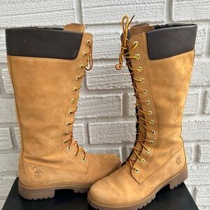 Timberland Waterproof Earth Keepers Tall 14" Wheat Leather Boots Womens-Size 10